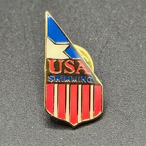 USA Swimming Enamel Pin Olympic Team Red White Blue Shield Athletic Badge